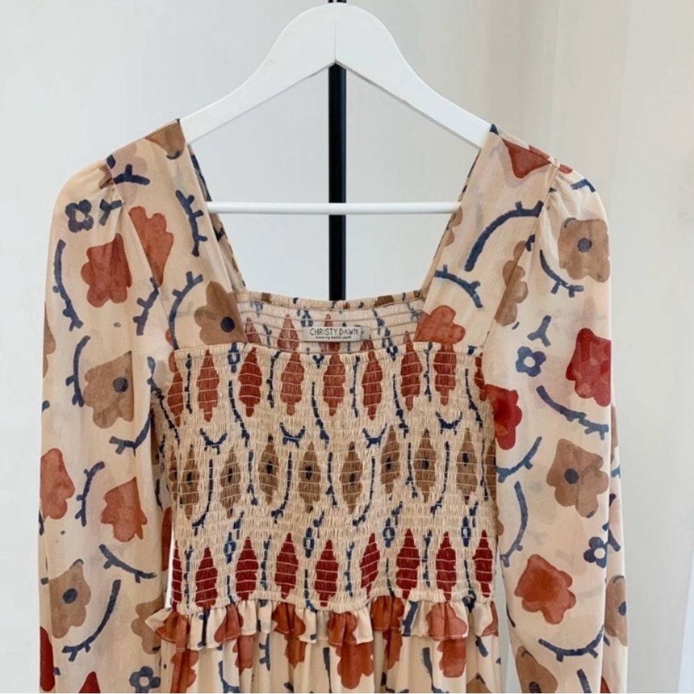 Christy Dawn Emerson Oak Leaf Floral Long Sleeve Dress Large Puff Sleeve - Picture 3 of 5